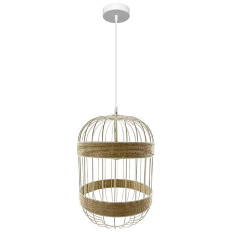 FABRILAMP Piamonte Pendelleuchte 1xe14 Weiß/natürlich Regx26x26cm