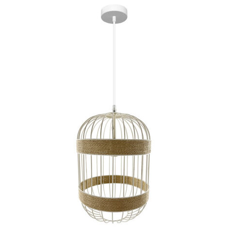 FABRILAMP Piamonte Pendelleuchte 1xe14 Weiß/natürlich Regx26x26cm