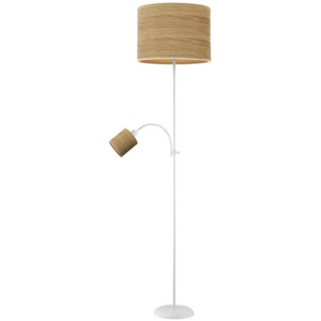 FABRILAMP Pie De Salon Armonia 1xe27 1xe14 Blanco-madera Clara C/lector 155x40x40 Cm