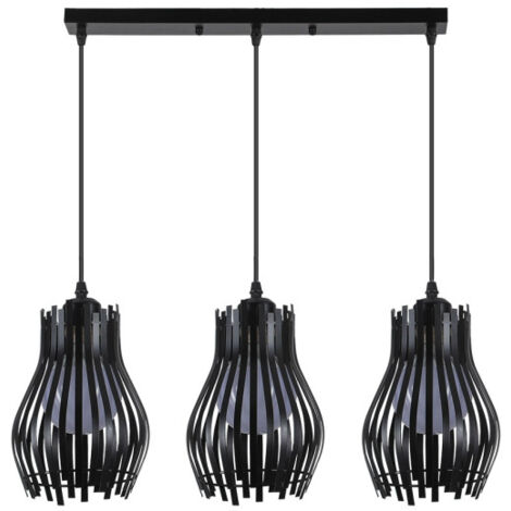 FABRILAMP Plafonnier allongé Ragusa Noir 3xe27 Regx64x16cm