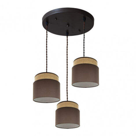 FABRILAMP Plafonnier brun/naturel modèle Kandy 3l Dimmable