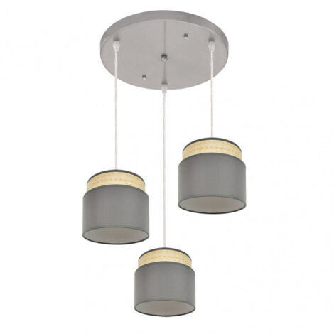 FABRILAMP Plafonnier naturel/gris Kandy 3-lumières modèle dimmable