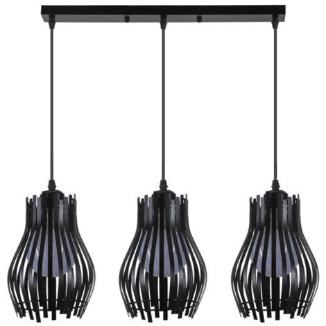 FABRILAMP Ragusa längliche Deckenleuchte Schwarz 3xe27 Regx64x16cm