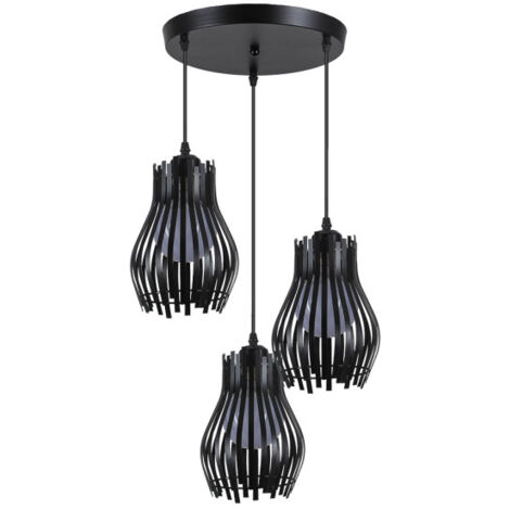 FABRILAMP Ragusa Lampada da soffitto nera 3xe27 Regx36x36cm