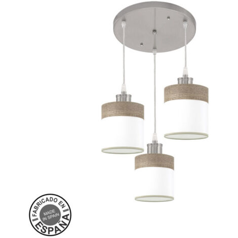 FABRILAMP Soffitto Cloe 3xe27 Nichel/legno bianco Grigio Regx42x42 cm