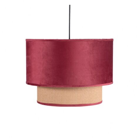 Fabrilamp – Suspension 2 abat-jours NERVA rouge vin 40 cm – Douille E27 – Hauteur réglable 30 à 72 cm – Pour intérieur moderne