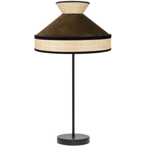 FABRILAMP Tischleuchte Modell FABRIZO Hoch mit Detail Natur/Braun