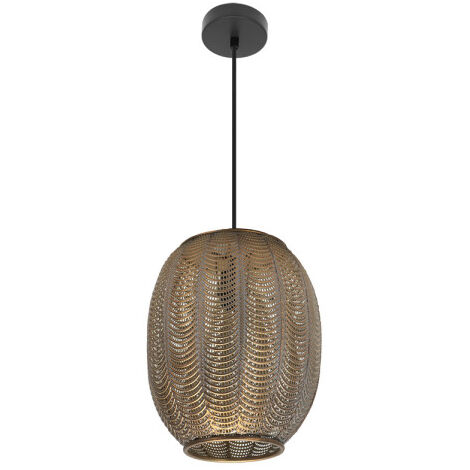FABRILAMP Trikala Pendelleuchte Schwarz/Antikleder 30d