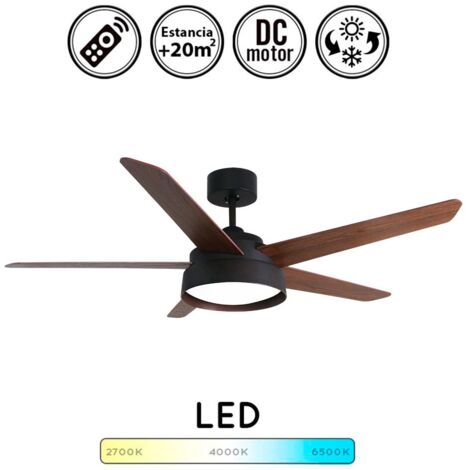 FABRILAMP Ventilador 25w Dc Marron Lebeche 5 Aspas Rev. Nogal/roble 6 Vel. 3000-4000-6000k 132d Remoto,memoria Y Temporizador