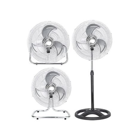 FABRILAMP Ventilador 3 En 1 Recio Negro 50 D 3 Vel. 70w 3 Aspas Aluminio En Plata Oscilante
