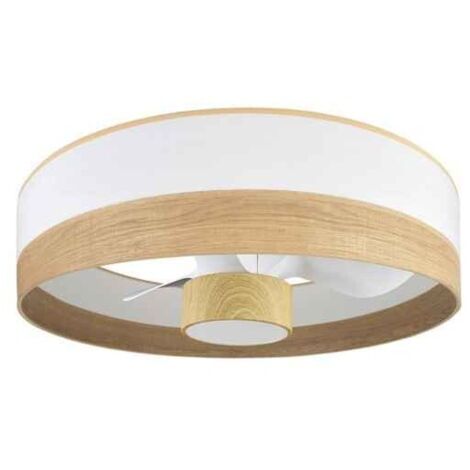 FABRILAMP Ventilador Dc 24w Olga Blanco/mad.clara-haya 3 Aspas 6 Vel. 2390lm 3 Colores, Remoto,memoria,temporizador 70d