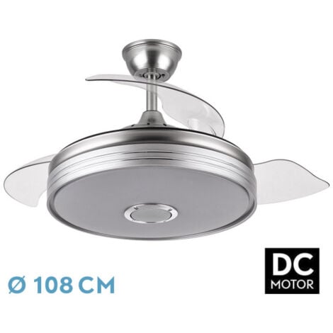 FABRILAMP Ventilador DC 72W, 6120 lm, Bluetooth, 3 aspas, 6 posiciones de velocidad, ideal para refrescar y mejorar la circulación del aire en interiores.