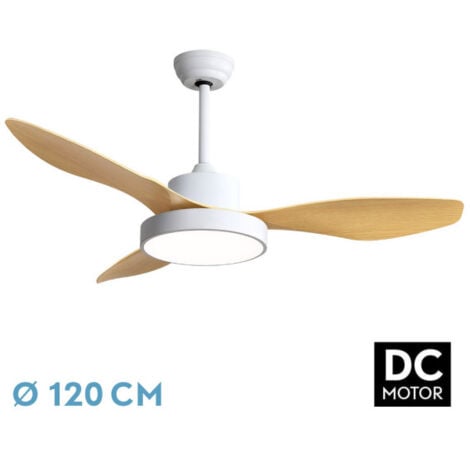 FABRILAMP Ventilador Dc Hayate 48w 4078lm Blanco/haya 3 Asp 39/54x120x120cm 3000-4000-6000k C/remoto