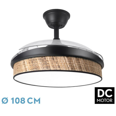 FABRILAMP Ventilador De Techo Dc Modelo Moda 72w Negro 108d 3aspas 7200lm
