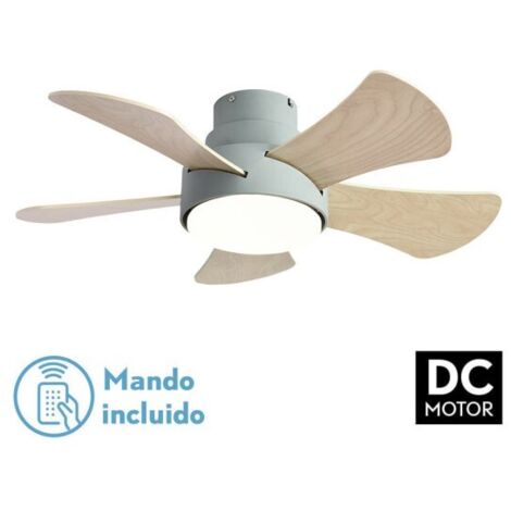 FABRILAMP Ventilateur 25w Dc Vert grégaire 5 pales Rev. blanc/hêtre 6 vitesses 3000-4000-6000k 82D Télécommande, mémoire et minuterie