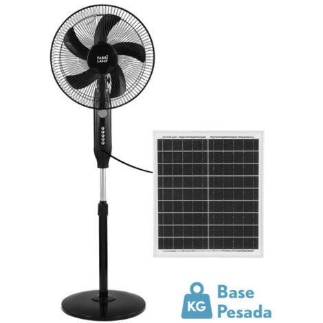 FABRILAMP Ventilateur De Pie Solar Boreal Black 30w 3vel 5asp Port Usb Motor Dc Y Luz Night Regx43x38cm Cable 4,20m