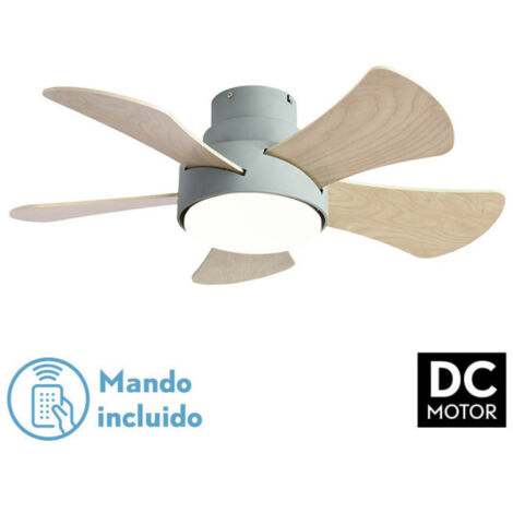 FABRILAMP Ventilator 25w Dc Green Gregarious 5 Flügel Rev. White/beech 6 Speed 3000-4000-6000k 82D Fernbedienung, Speicher und Timer