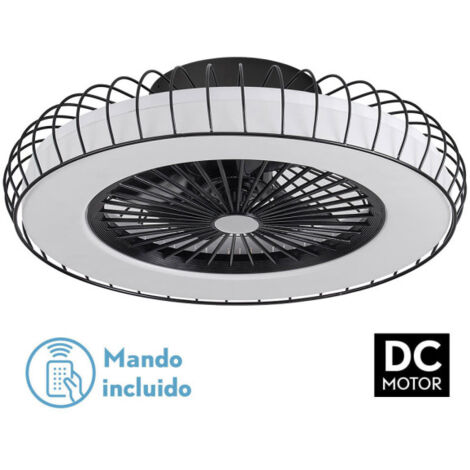 FABRILAMP Ventilator 72w Dc Albonez Schwarz 5 Flügel Transp. 18x53x53cm 6 Vel. 3 Farben / Erdbeben, Memory, Temp. und Intensitätsreg. 6120lm