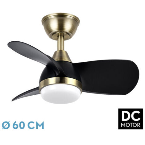 FABRILAMP Ventilator Dc 24w Pirdo Leder/Schwarz 3 Flügel 60d 2400lm 6 Geschwindigkeiten 3000-4500-6000k w/ Earthquake, Memory & Timer