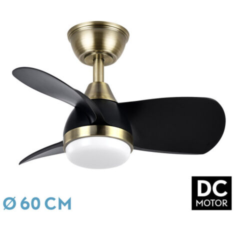 FABRILAMP Ventilator Dc 24w Pirdo Leder/Schwarz 3 Flügel 60d 2400lm 6 Geschwindigkeiten 3000-4500-6000k w/ Earthquake, Memory &amp Timer