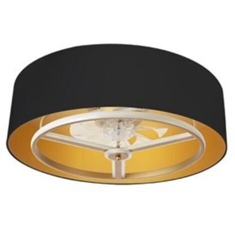 FABRILAMP Ventilator Dc Anuska 60w Schwarz/Gold 70d 8 Flügel 6 Geschwindigkeiten 5100lm 3 Farben Fernbedienung, Speicher, Dimmer, Zeitschaltuhr