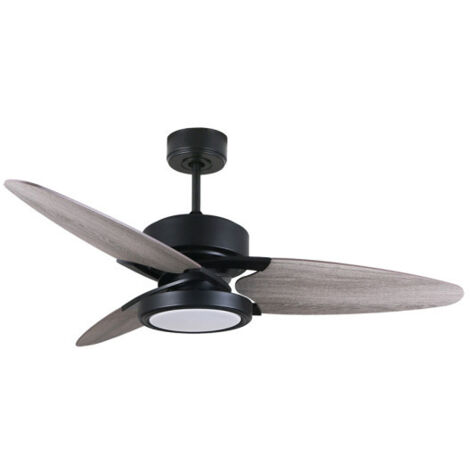 FABRILAMP Ventilator Dc Cross 30w Schwarz 3 Flügel Grau/Eiche 6vel. 3 Farben 3250lm 132d Fernbedienung, Speicher &amp Timer
