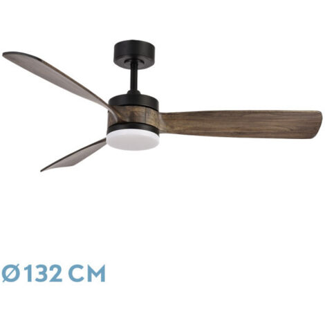 FABRILAMP Ventilator Dc East 26w Schwarz 3 Flügel Eiche 132d 6vel 3Farben 2950lm Fernbedienung,Speicher,Timer