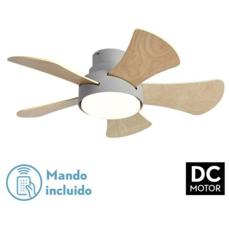 FABRILAMP Ventilatore 25w Dc Grigio Gregario 5 Pale Rev. Bianco/Faggio 6 Vel.3000-4000-6000k 82D Remoto, Memoria e Timer