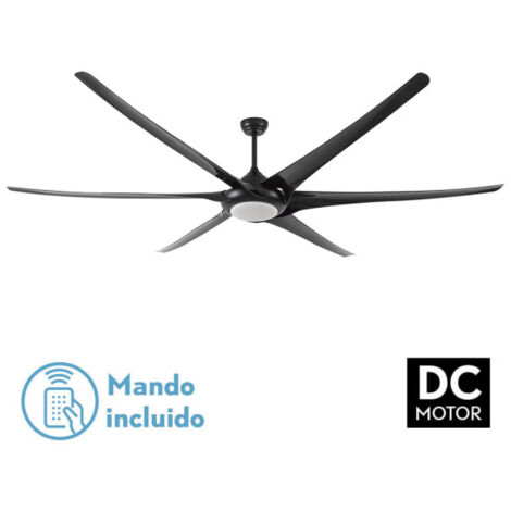 FABRILAMP Ventilatore 30w Dc Moncayo Black 6 Pale 6 Velocità 254d/Memoria Terremoto 3 Temperature 2850 Lm