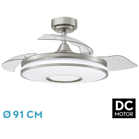 FABRILAMP Ventilatore da soffitto DC &gt con pale pieghevoli e telecomando (48 W, 3 CCT, 4800 lm) Ø38 91 x 32 44,5 cm, colore nichel