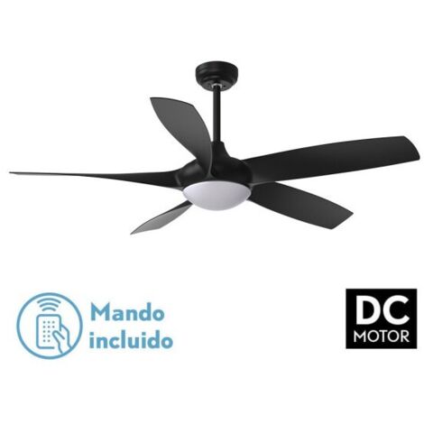 FABRILAMP Ventilatore DC 24w Galleo Nero 5 Lame 137d 2400Lm 6 velocità 3000-4000-6500k / Terremoto, Memoria E Timer