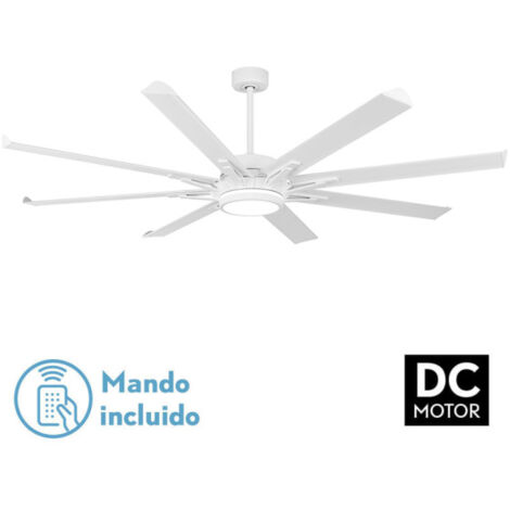 FABRILAMP Ventilatore Dc Grado 30w 15w Bianco 8 Lame Alluminio 198d 6vel. 3 colori 4875lm Telecomando, memoria, timer