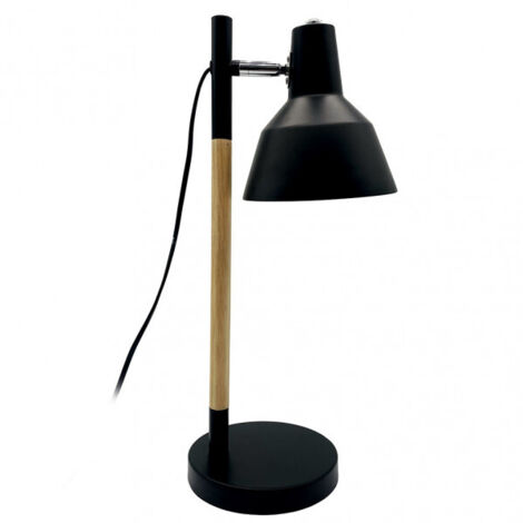 FABRILAMPE 161171009 Basil 1xe14 Schreibtischlampe Schwarz/Buche 50x17x23 cm Gelenkig und 350º verstellbar