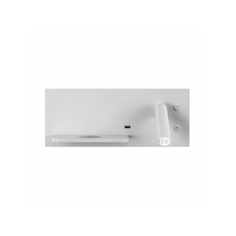 Fabrilamp - E 17136DE01 | Wandleuchte 2+8w 4000k Velazquez rechts weiß USB+qi 130lm Double Power 14x35x14 cm