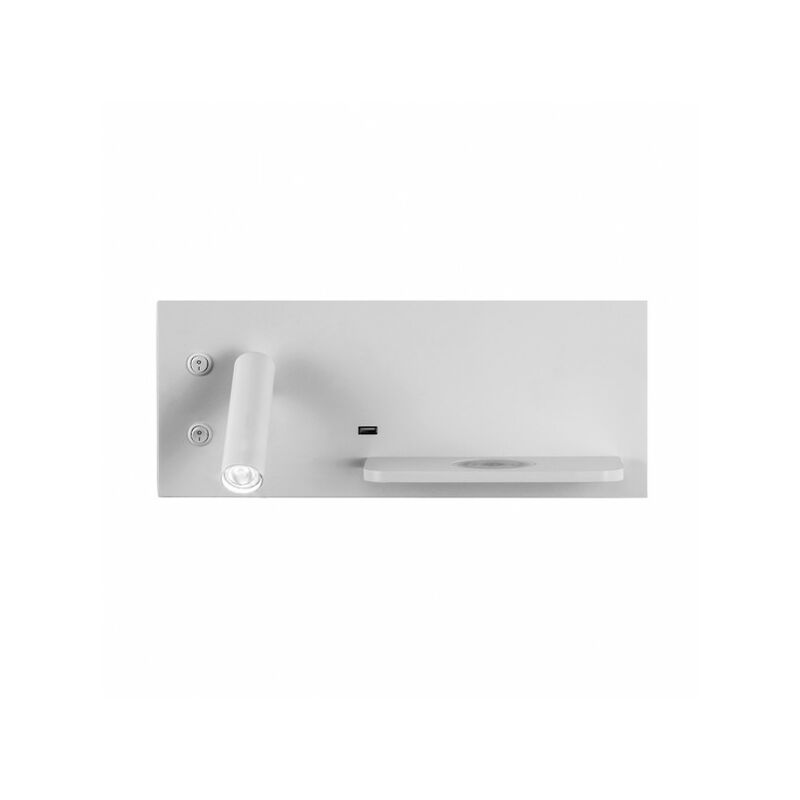 Fabrilamp - E 17136IZ01 | Wandleuchte 2+8w 4000k Velazquez Izqdo Weiß USB+QI 130lm Double On 14x35x14 cm