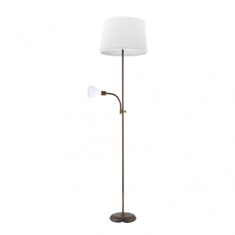 FABRILAMPE 175242002  Bodenständer Rilon 1xe27+1xe14 C/Leser Braun Weiß Bildschirm 175,5x40x40 cm