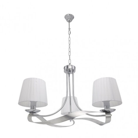 FABRILAMPFABRILAMP Lampada da soffitto cromata Baeza con paralume bianco