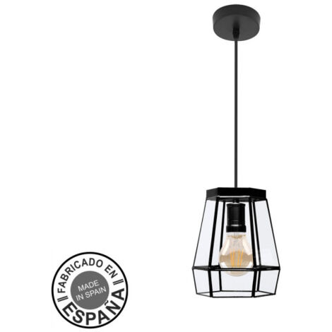 FABRILAMPFABRILAMPFABRILAMP Lampada a sospensione de soffitto Guia Nero Regx18x18cm