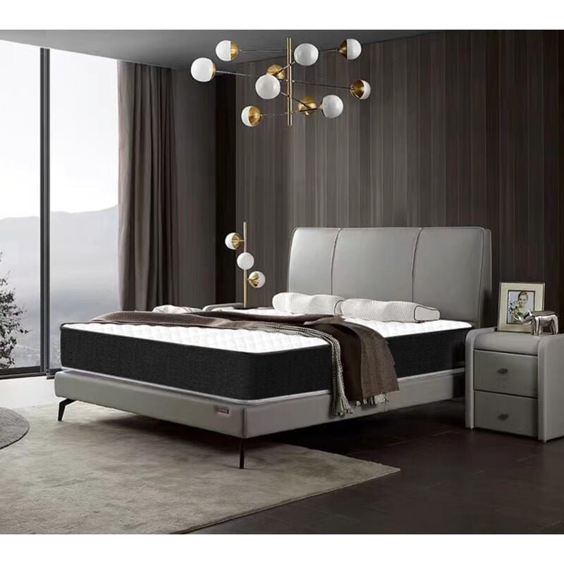 Iztoss - Fabriqué en Europe) Luxe Matelas mousse 160x200 Memo - épaisseur 26cm - zones de confort mousse adaptative - Noir et Blanc