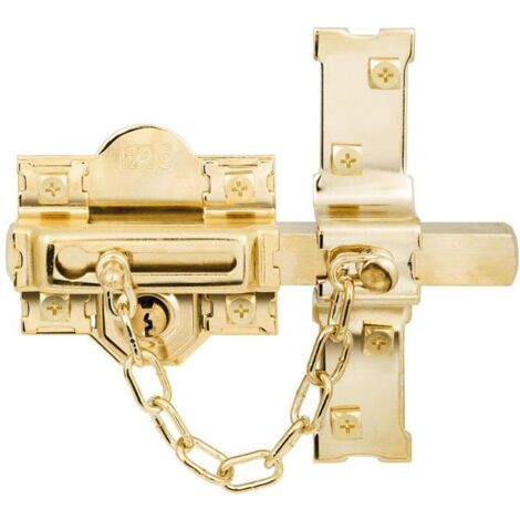 FAC cerrojo 307-l-80 b/70 dorada d , Cerrojo 307L de 80mm,con cadenilla de seguridadApertura derechaDoradoBombillo de 70mm tipo peraCon barra de acero calibrado de