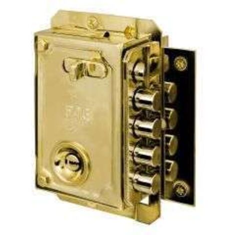FAC Seguridad Cerradura S90 Sobreponer Izquierda con cilindro de 50mm color dorado