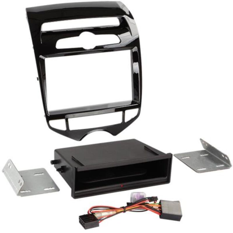 Facade 2DIN compatible avec Hyundai ix20 ap10 Vide poche Induction Qi Noir brillant Clim