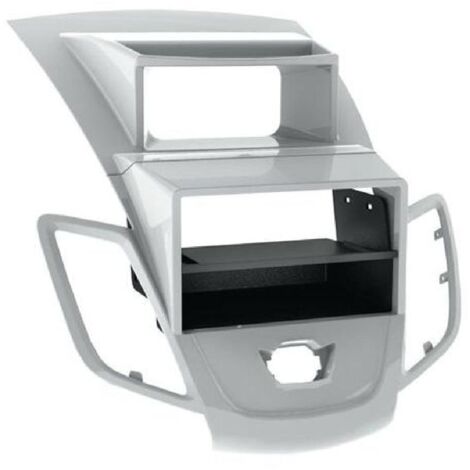 Facade autoradio 1DIN compatible avec FORD FIESTA ap09 - AVEC ECRAN - ARGENT - avec vide poche