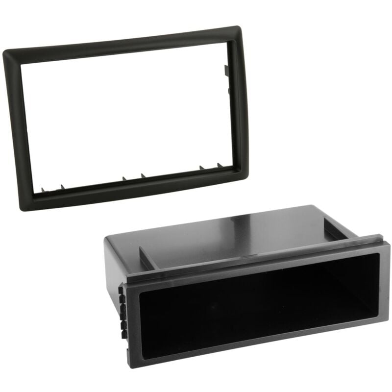 Facade Autoradio FA235C2 1DIN compatible avec Megane 2 02-09 - Noir Avec vide-poche