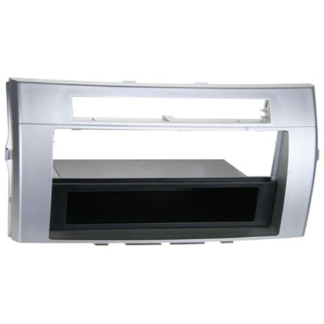 Facade autoradio 2256A compatible avec Toyota Corolla Verso 04-09 - Argent 1Din avec vide poche