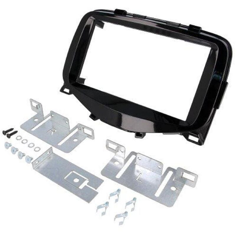 Kit Facade autoradio KF336B compatible avec Citroen C1 Peugeot 108 Toyota Aygo - Noir brillant 2Din