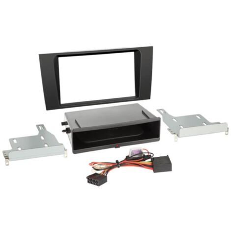Facade autoradio 2DIN compatible avec Audi A4 Avec vide poche Induction Qi Noir