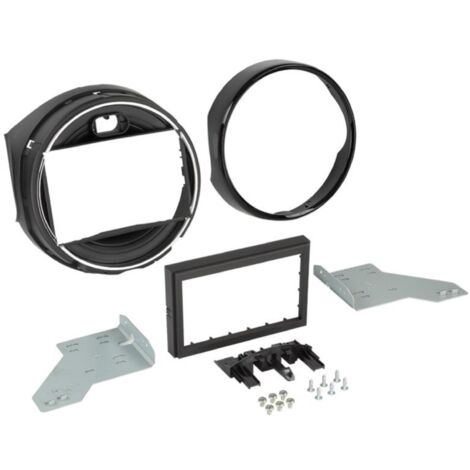 Facade autoradio 2DIN compatible avec BMW Mini ap14 Noir brillant