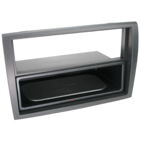 Facade autoradio 2DIN compatible avec Citroen Fiat Peugeot ap06 Avec vide poche Induction Qi Noir Rubber touch