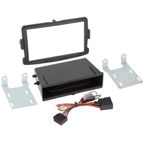 Facade autoradio 2DIN compatible avec Dacia Fiat Opel Renault ap12 Vide poche Induction Qi Noir